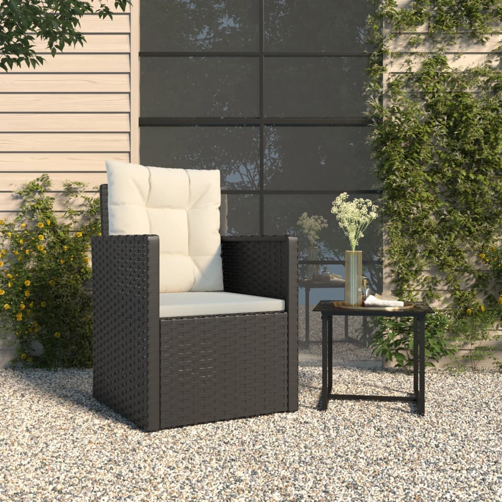 Tuinstoel met kussens poly rattan zwart is nu te koop bij PeponiXL, paradijselijk wonen!