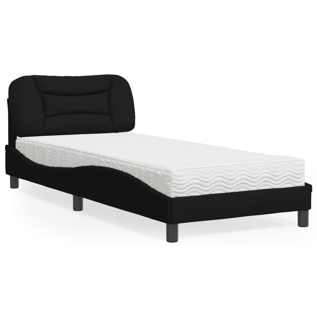 Bed met matras "Hvar" stof zwart 90x200 cm is nu te koop bij PeponiXL, paradijselijk wonen!