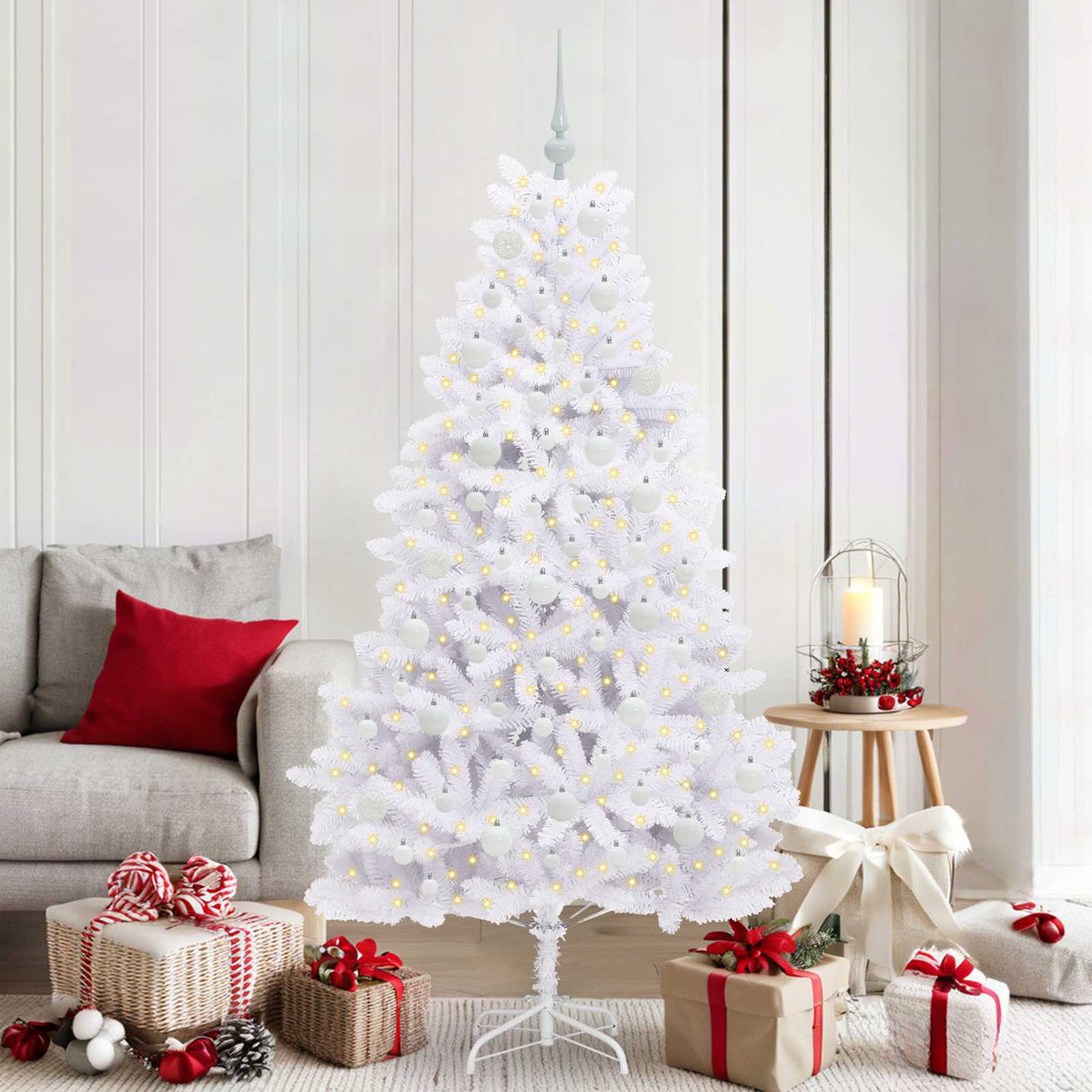 Kunstmatige Inklapbare Kerstboom Wit 180 cm PVC en staal is nu te koop bij PeponiXL, paradijselijk wonen!