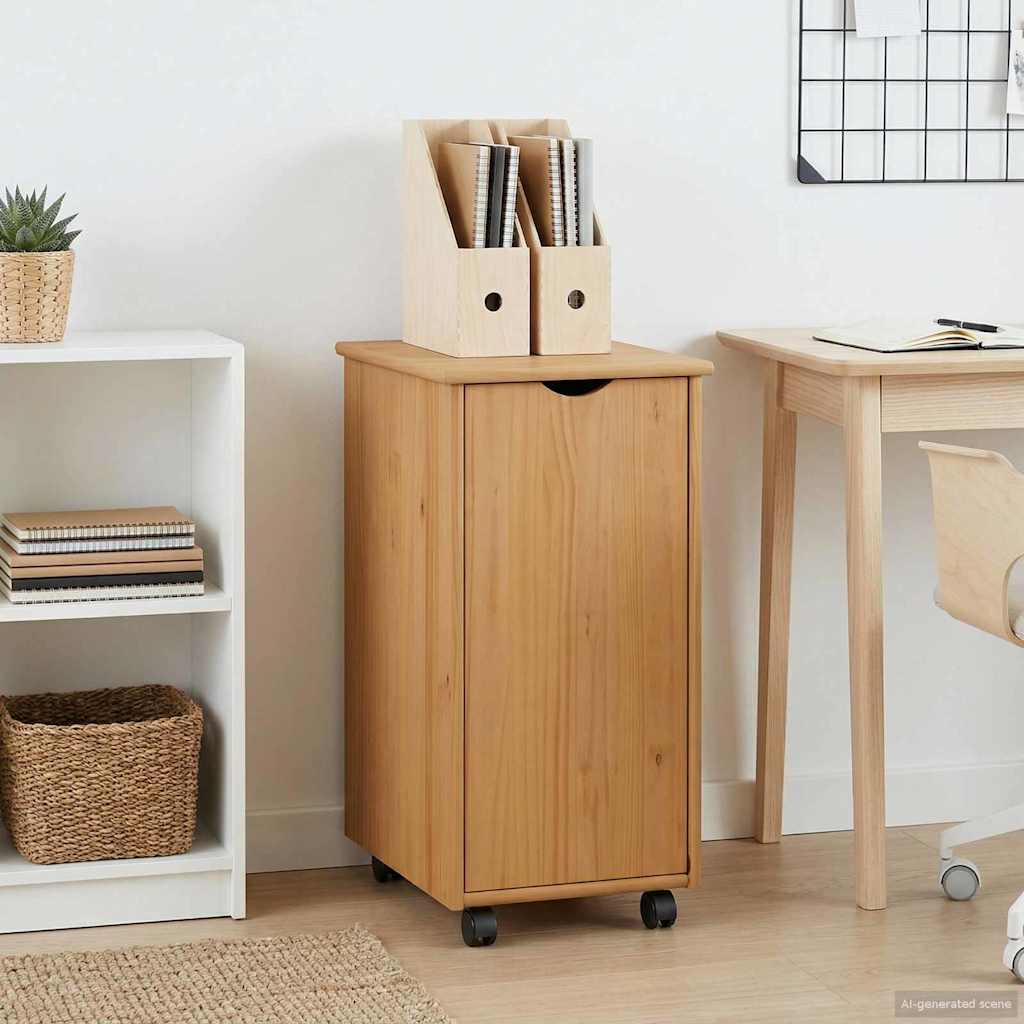 Rolling Kast Honingbruin 34 x 39 x 65,5 cm Massief Vurenhout is nu te koop bij PeponiXL, paradijselijk wonen!