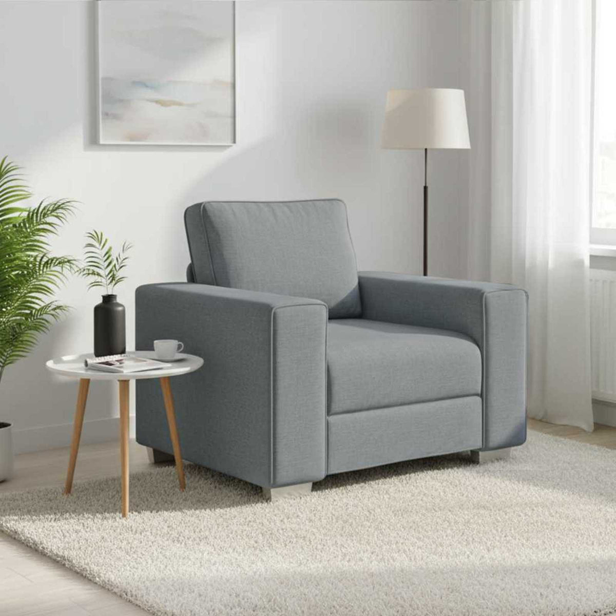 Sofa Stoel Lichtgrijs 100 cm Stof is nu te koop bij PeponiXL, paradijselijk wonen!