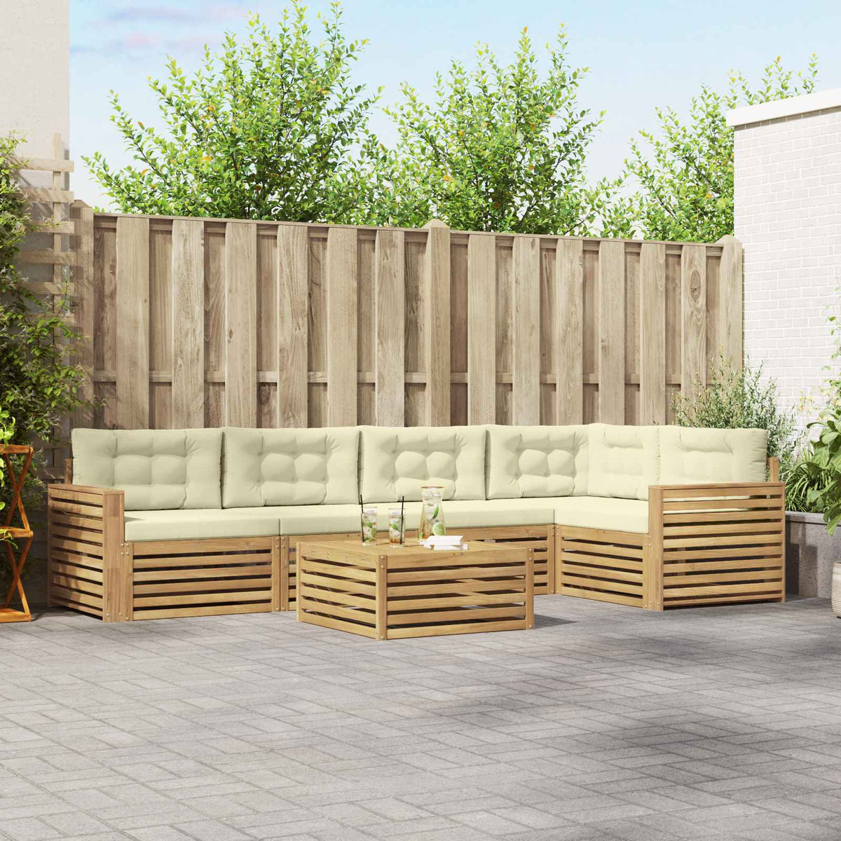 Buiten bankenset 6 pcs Wit en crèmekleurig 79 x 79 x 37 cm is nu te koop bij PeponiXL, paradijselijk wonen!