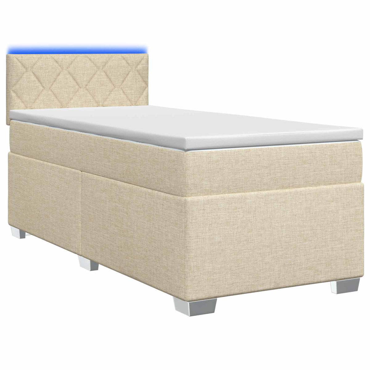 Boxspring Bed met Matras en LED Crèmekleurig 80 x 200 cm Stof is nu te koop bij PeponiXL, paradijselijk wonen!