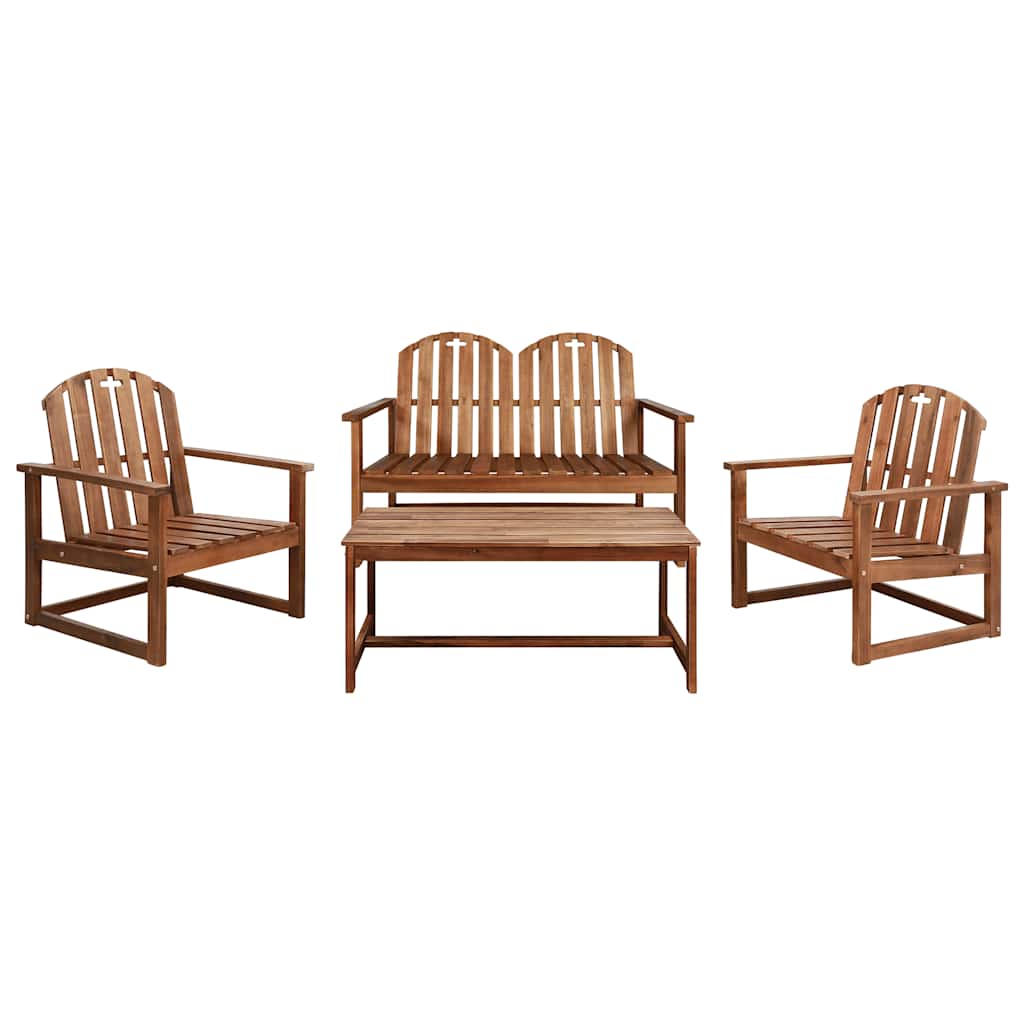 4-delige Loungeset massief acaciahout is nu te koop bij PeponiXL, paradijselijk wonen!