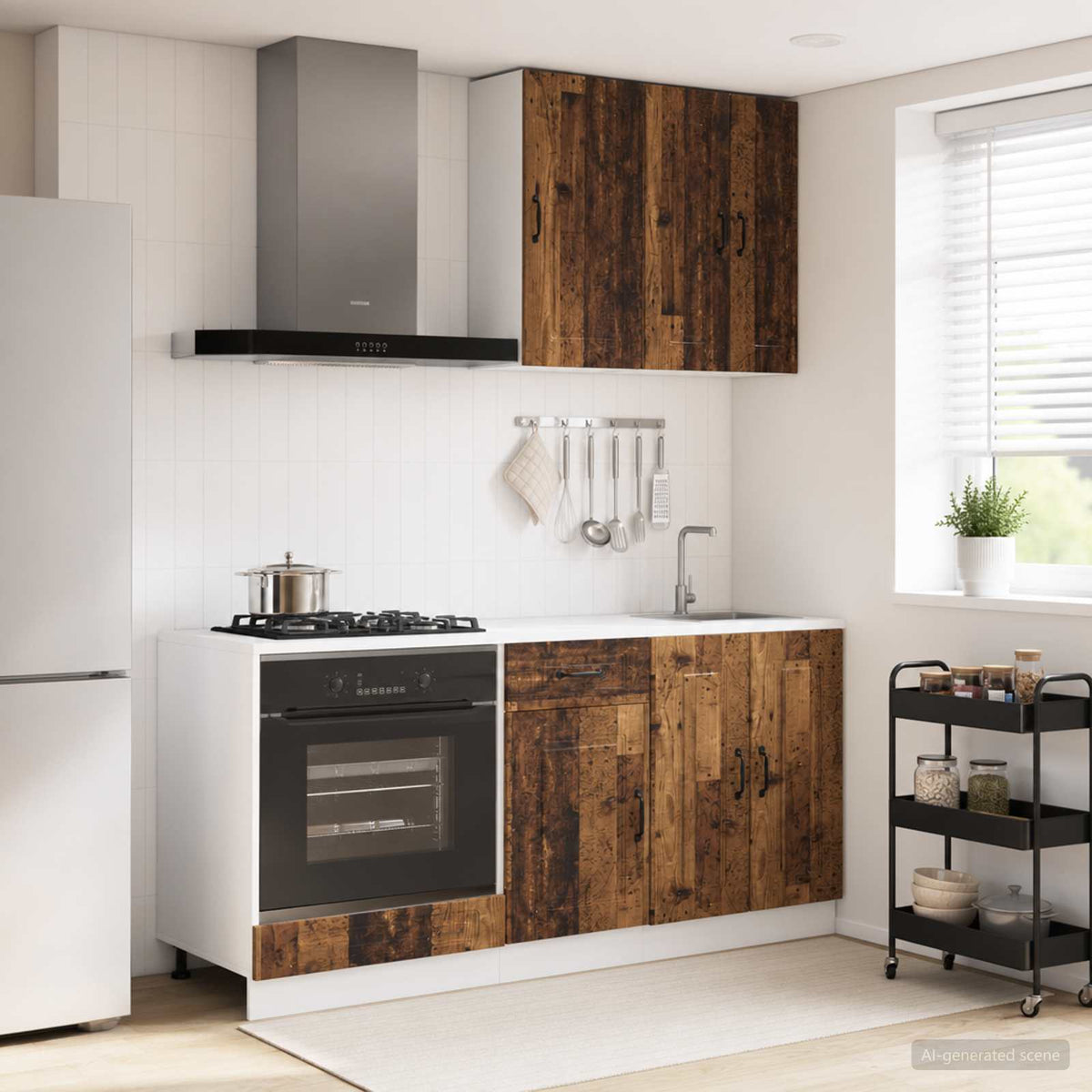 Keukenblok KALMAR 5 pcs Oud hout Bewerkt hout is nu te koop bij PeponiXL, paradijselijk wonen!