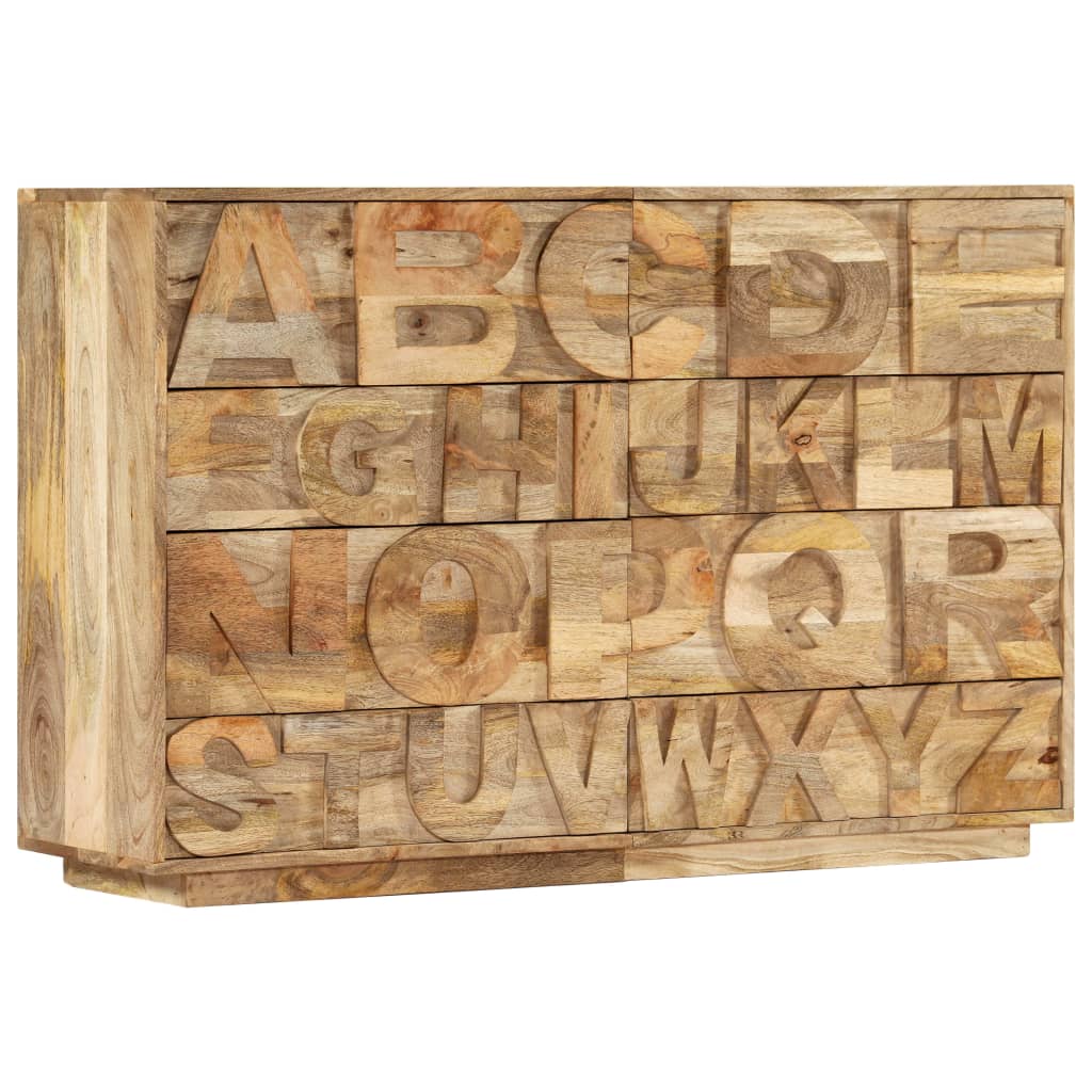 Alfabetkast met 6 lades 120x35x79 cm massief mangohout is nu te koop bij PeponiXL, paradijselijk wonen!