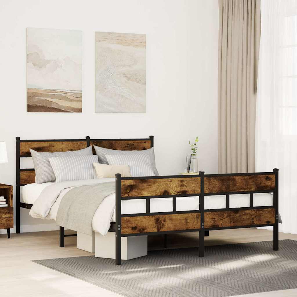 Bedframe zonder matras metaal gerookt eikenkleurig 140x190 cm is nu te koop bij PeponiXL, paradijselijk wonen!