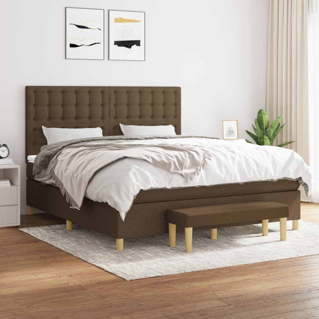 Boxspring met matras stof donkerbruin 180x200 cm is nu te koop bij PeponiXL, paradijselijk wonen!