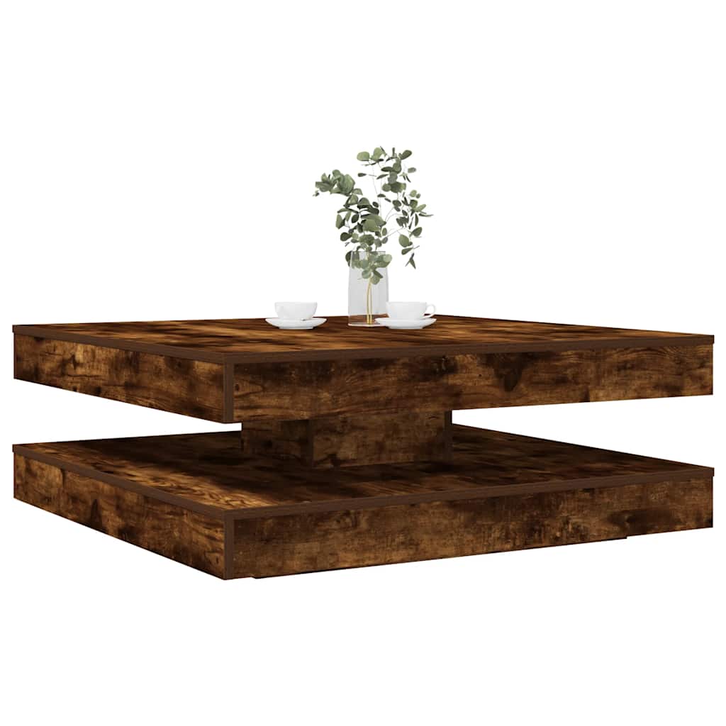 Salontafel 360 graden draaibaar 90x90x34,5 cm gerookt eiken is nu te koop bij PeponiXL, paradijselijk wonen!