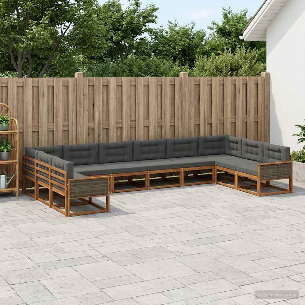 Buiten bankenset met kussen 10 pcs Natuurlijk en Antraciet is nu te koop bij PeponiXL, paradijselijk wonen!