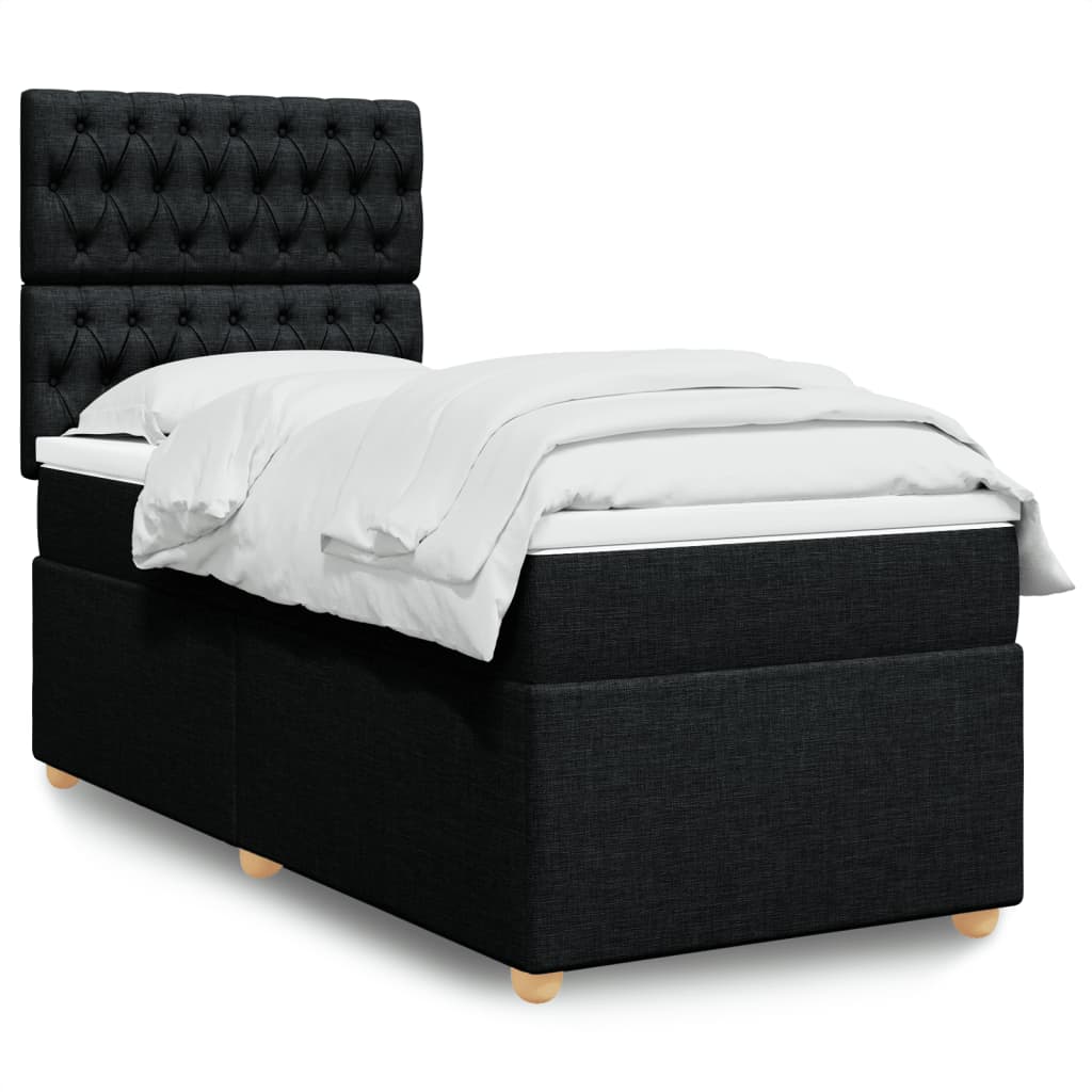 Boxspring met matras stof zwart 80x200 cm is nu te koop bij PeponiXL, paradijselijk wonen!