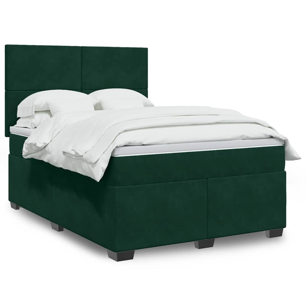 Boxspring met matras fluweel donkergroen 140x200 cm is nu te koop bij PeponiXL, paradijselijk wonen!