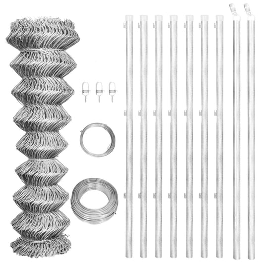 Gaashek met palen 15x1,25 m gegalvaniseerd staal zilverkleurig is nu te koop bij PeponiXL, paradijselijk wonen!