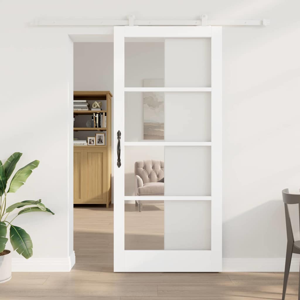 Schuifdeur ORKDAL Wit 93 x 211 cm Massief grenenhout en glas is nu te koop bij PeponiXL, paradijselijk wonen!