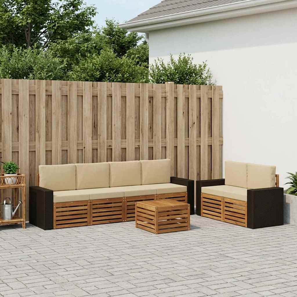 Buiten bankenset 7 pcs Natuurlijk en Beige Massief Acaciahout is nu te koop bij PeponiXL, paradijselijk wonen!