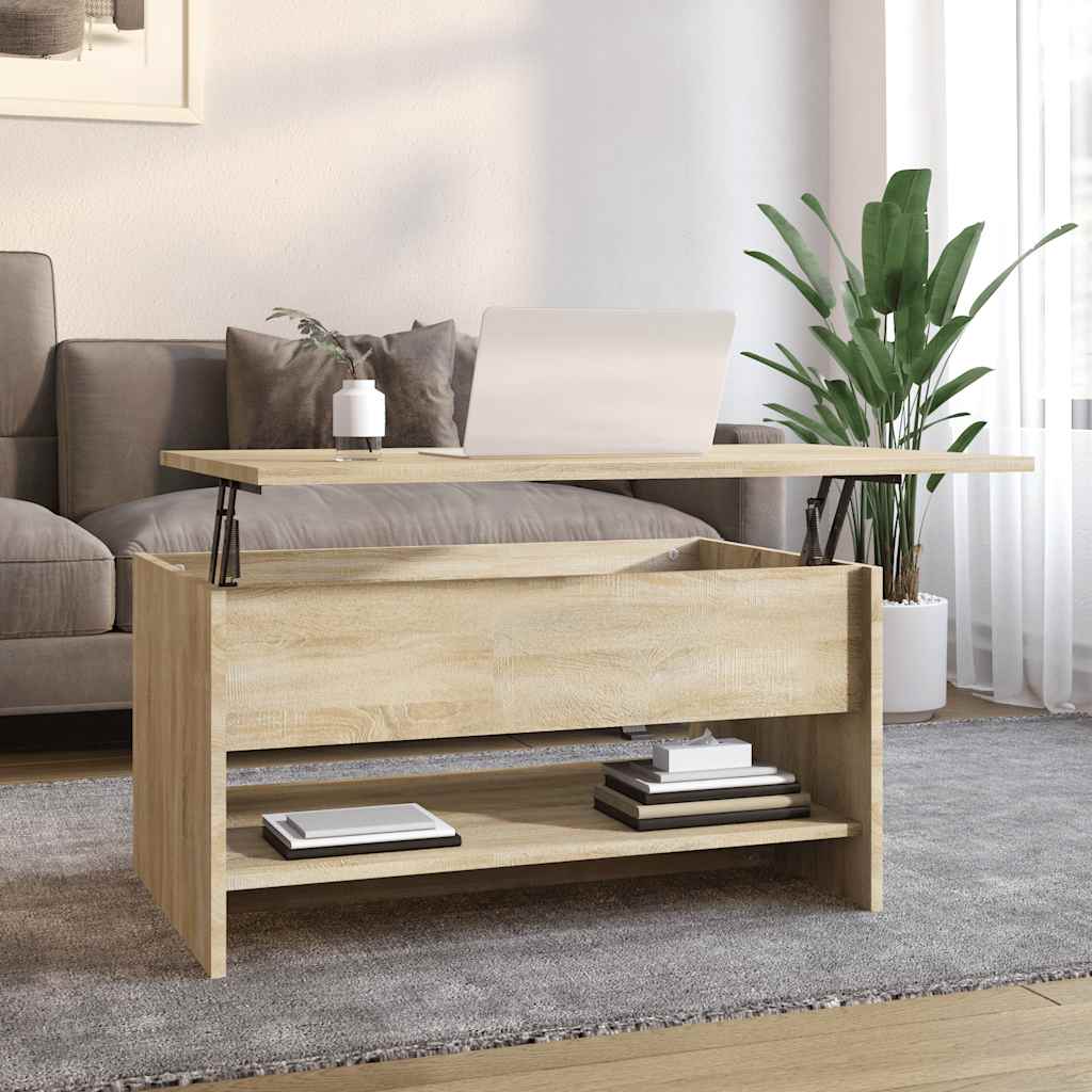 Salontafel 80x50x40 cm bewerkt hout sonoma eikenkleurig is nu te koop bij PeponiXL, paradijselijk wonen!