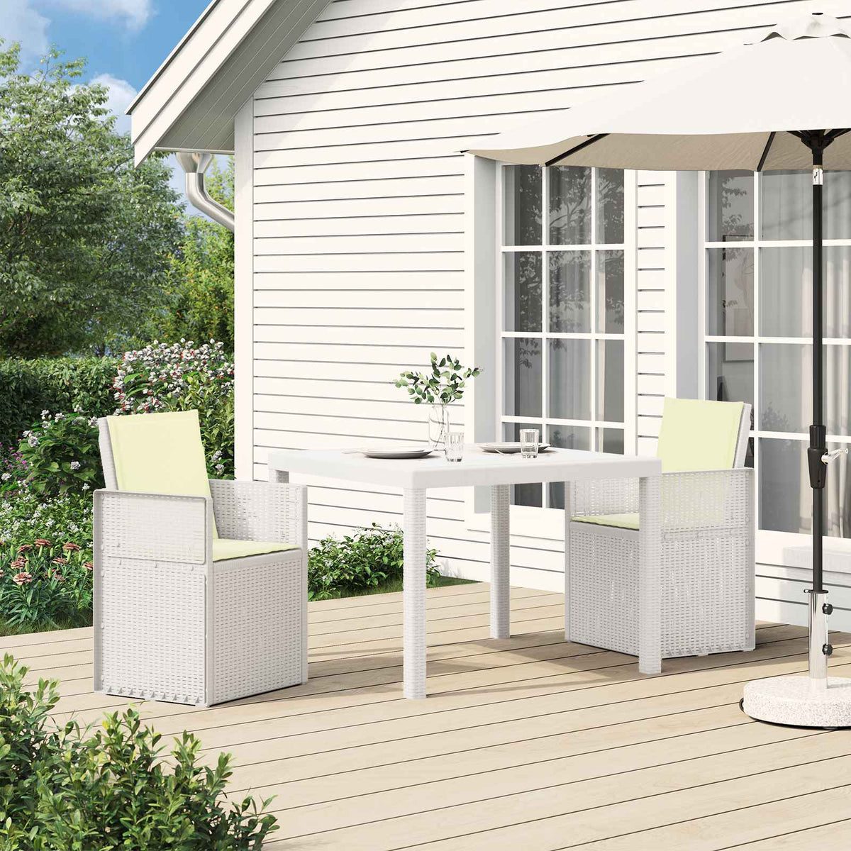 Tuin Eetstoelen 2 pcs Wit en crèmekleurig PP is nu te koop bij PeponiXL, paradijselijk wonen!