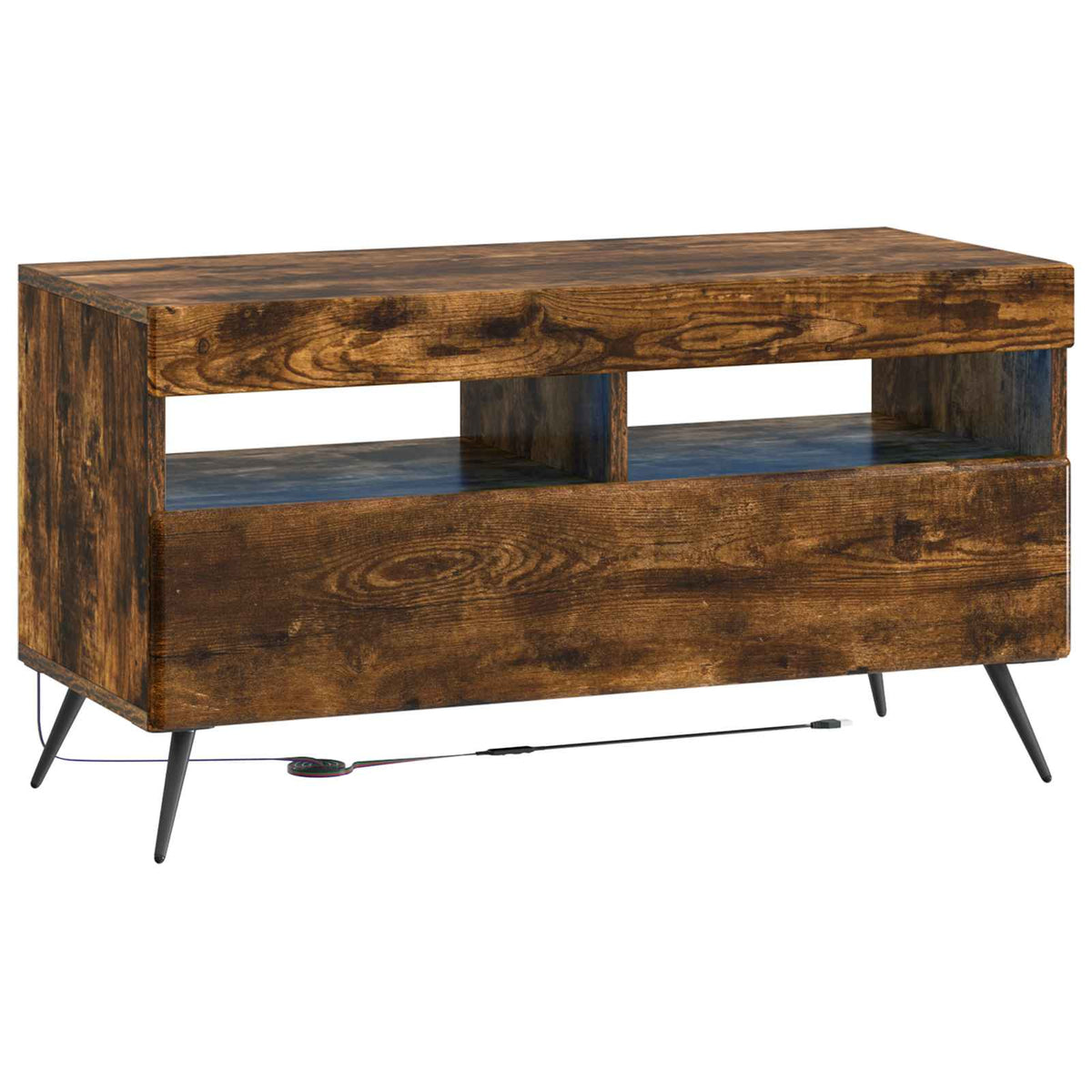 LED tv-meubel Gerookt eiken Bewerkt hout is nu te koop bij PeponiXL, paradijselijk wonen!