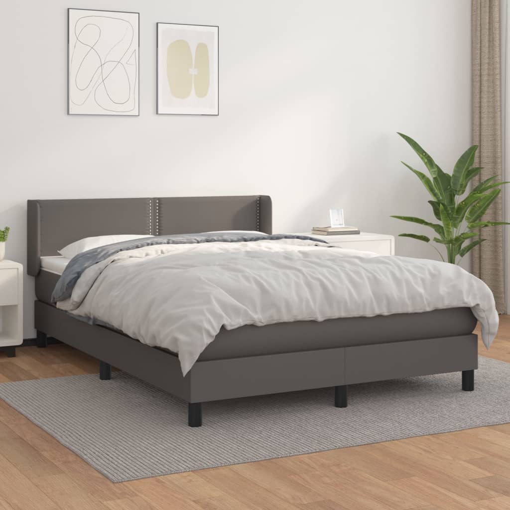 Boxspring met matras kunstleer grijs 140x200 cm is nu te koop bij PeponiXL, paradijselijk wonen!
