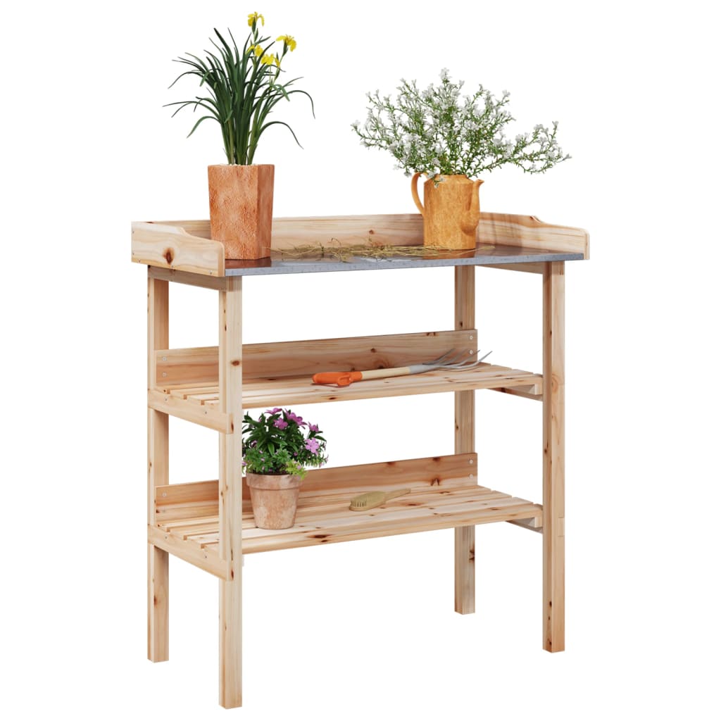 Plantentafel met schappen 78x38x82,5 cm massief vurenhout is nu te koop bij PeponiXL, paradijselijk wonen!