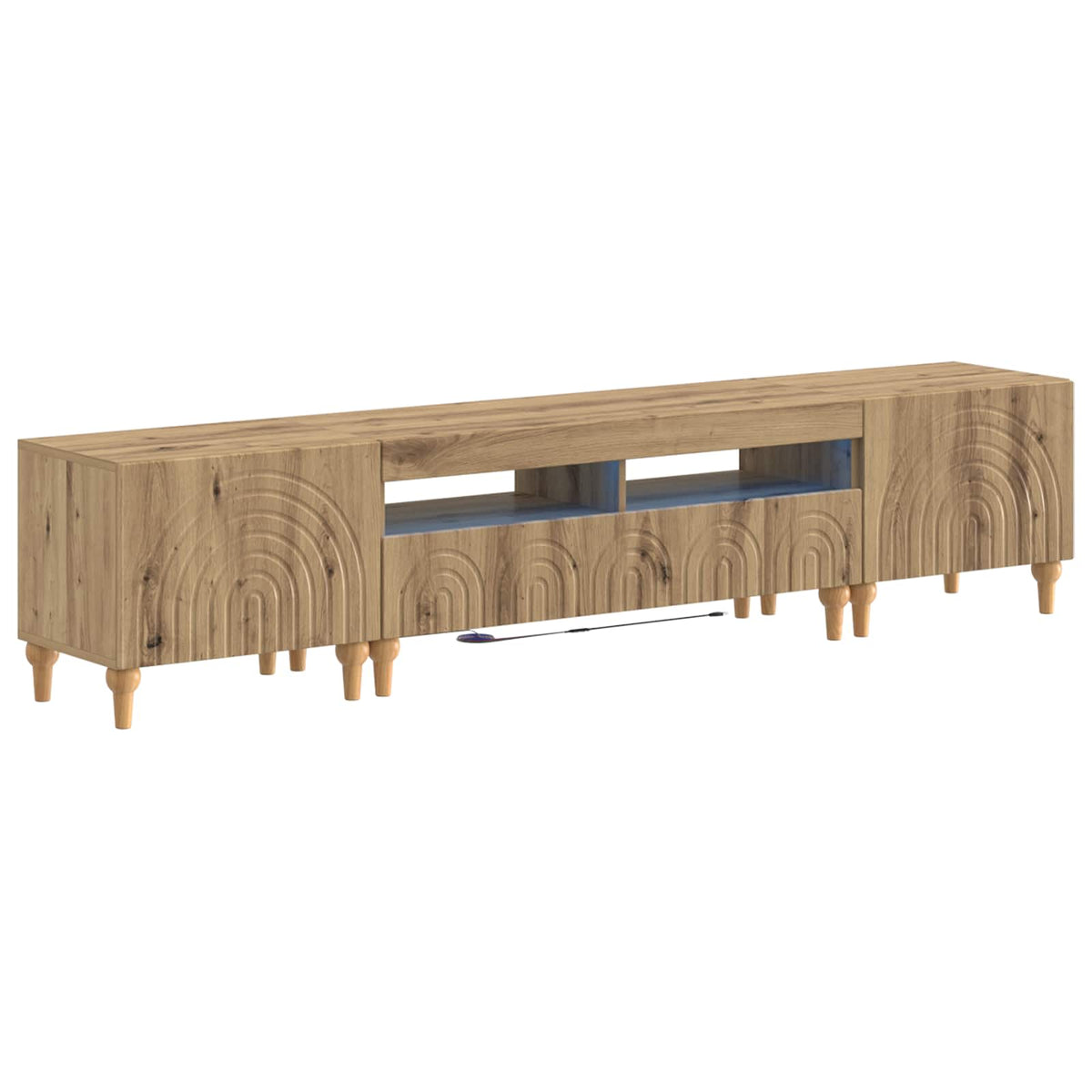 3-delige LED TV-kast Artisanaal eiken Bewerkt hout is nu te koop bij PeponiXL, paradijselijk wonen!