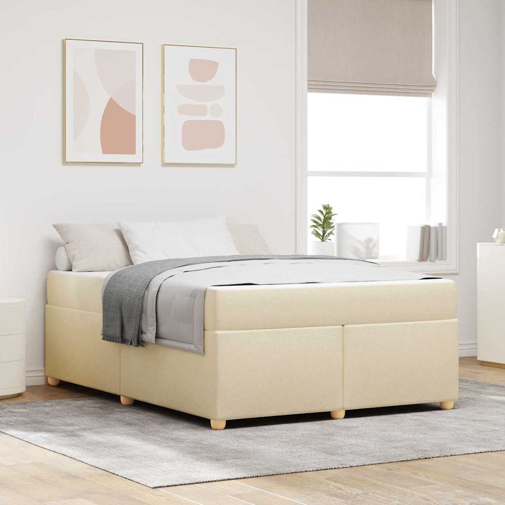 Bedframe met matras Crème 140 x 200 cm Stof is nu te koop bij PeponiXL, paradijselijk wonen!