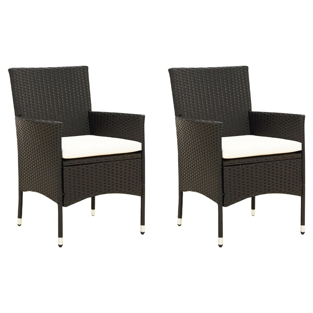 Tuinstoelen 2 st met kussens poly rattan zwart is nu te koop bij PeponiXL, paradijselijk wonen!