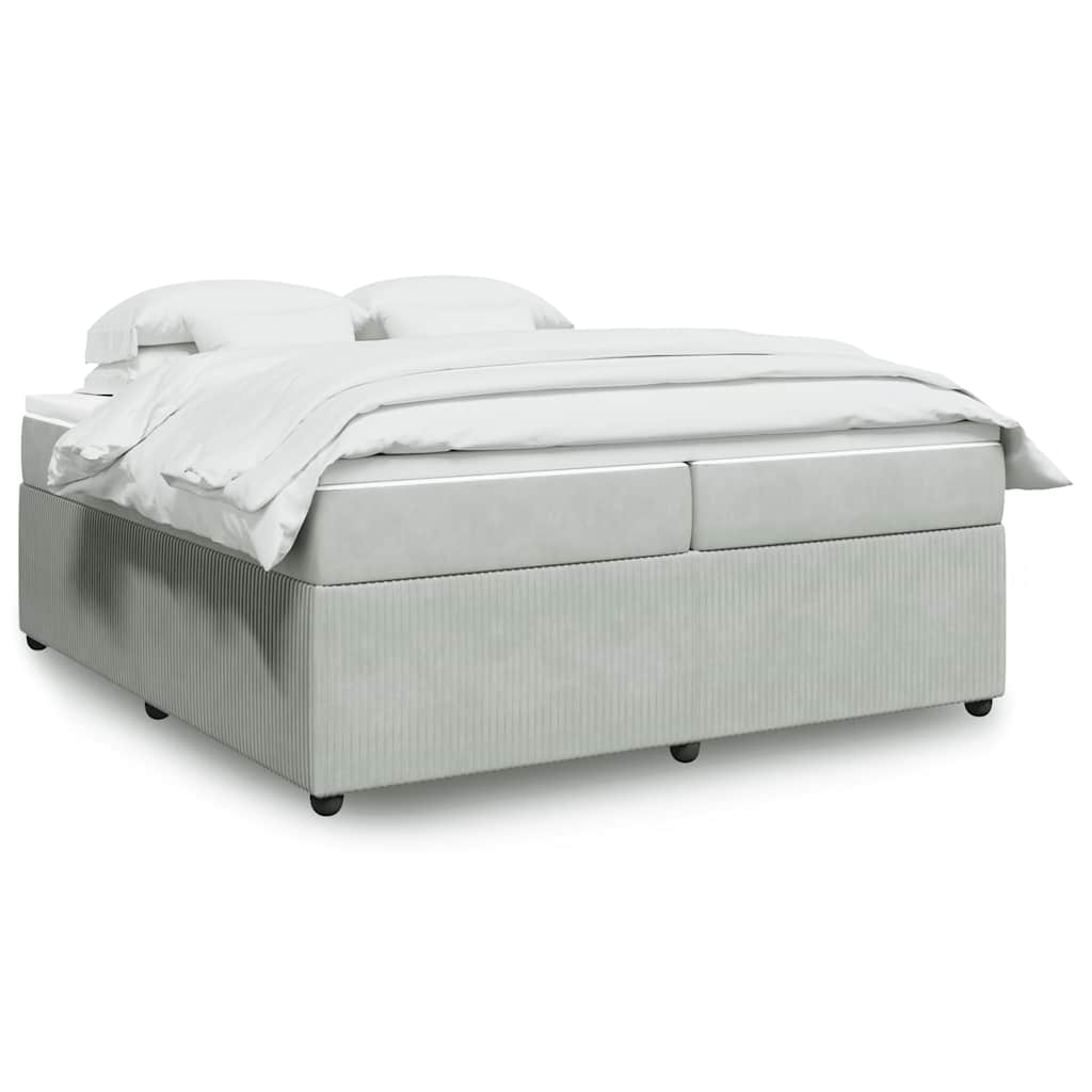Boxspring met matras fluweel lichtgrijs 200x200 cm is nu te koop bij PeponiXL, paradijselijk wonen!