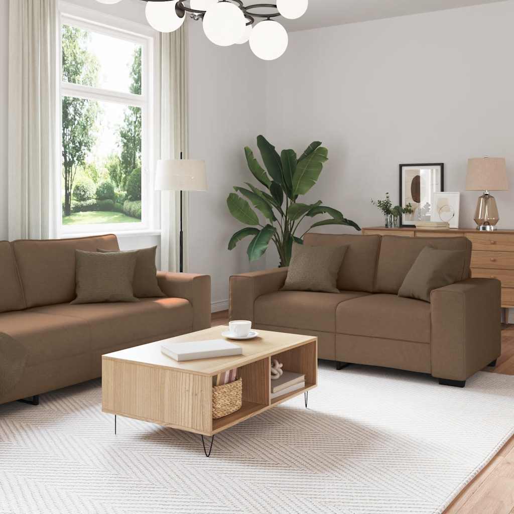 2-delige Loungeset met kussens stof bruin is nu te koop bij PeponiXL, paradijselijk wonen!