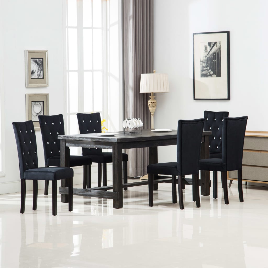 Eetkamerstoelen 6 st fluweel zwart is nu te koop bij PeponiXL, paradijselijk wonen!