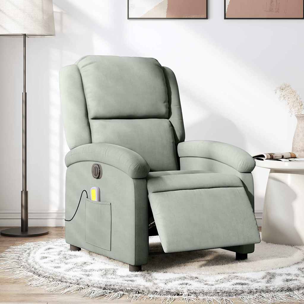 Massagestoel elektrisch verstelbaar fluweel lichtgrijs is nu te koop bij PeponiXL, paradijselijk wonen!