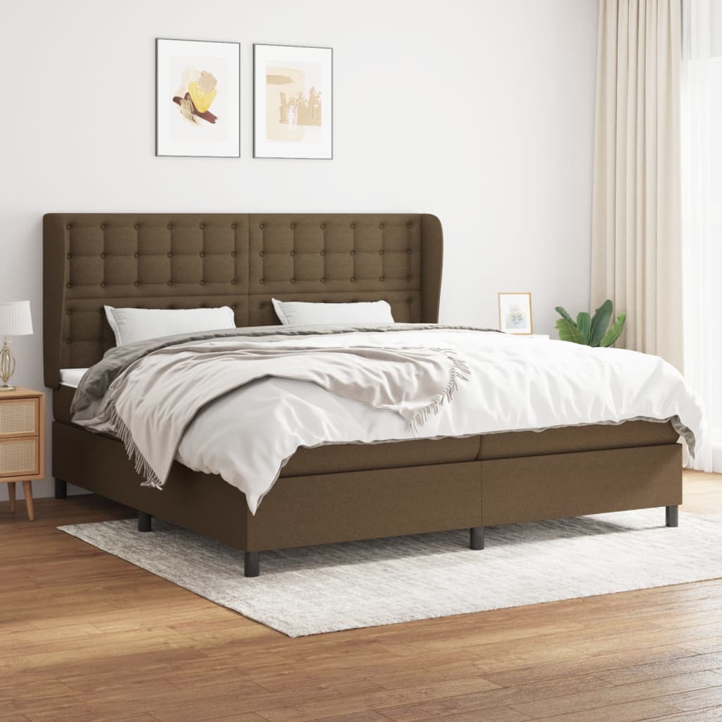 Boxspring met matras stof donkerbruin 200x200 cm is nu te koop bij PeponiXL, paradijselijk wonen!
