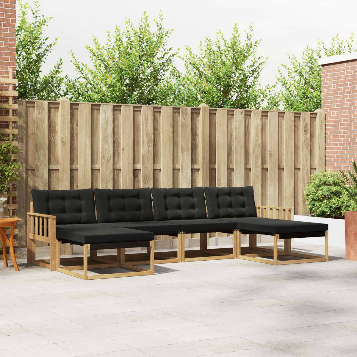 Buiten bankenset met kussen 6 pcs Wit en zwart is nu te koop bij PeponiXL, paradijselijk wonen!