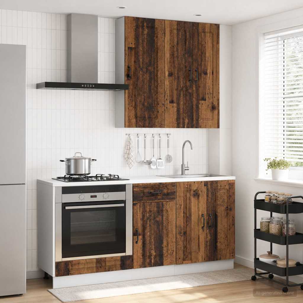 Keukenblok KALMAR 5 pcs Oud hout Bewerkt hout is nu te koop bij PeponiXL, paradijselijk wonen!