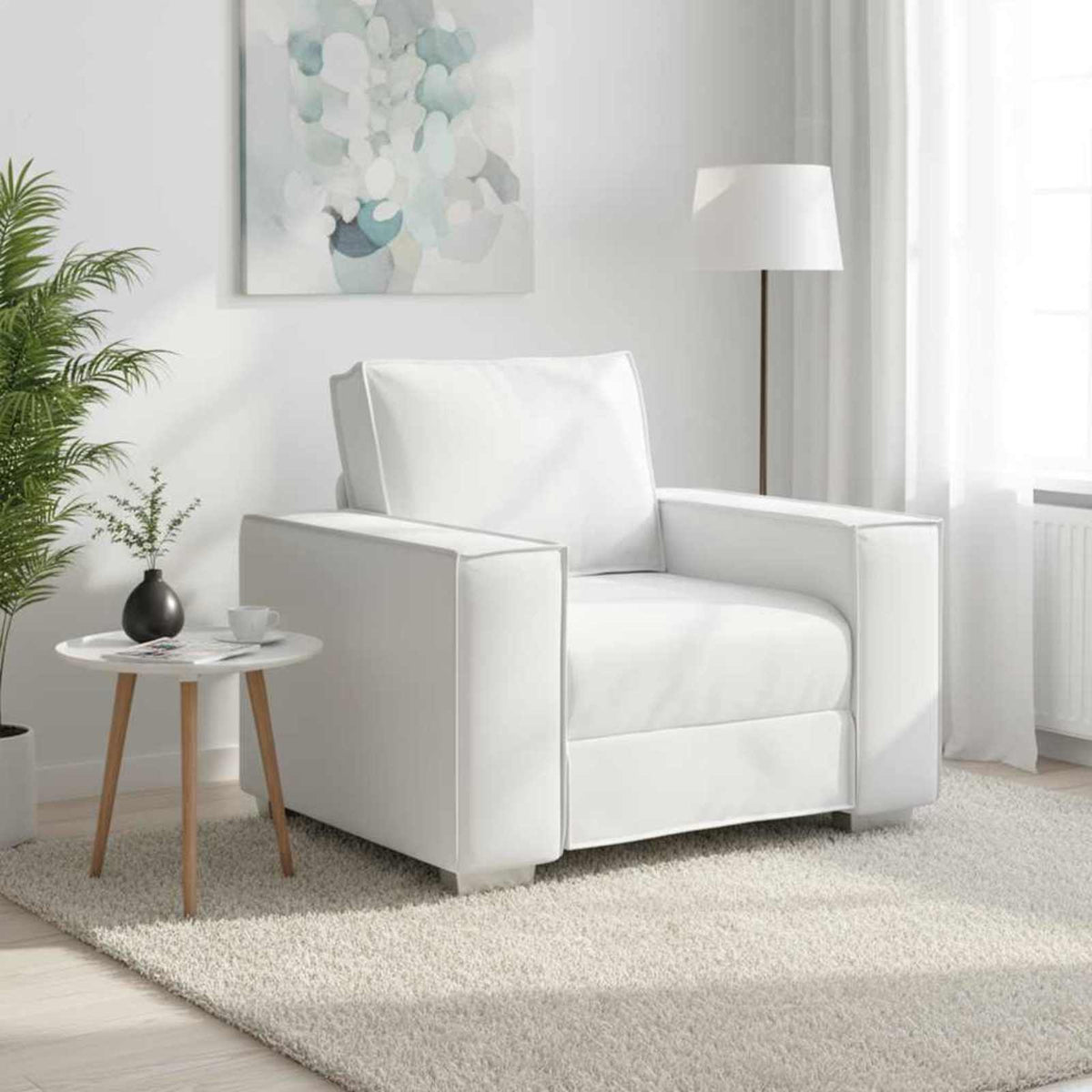 Sofa Stoel Wit 100 cm Nep Leer is nu te koop bij PeponiXL, paradijselijk wonen!