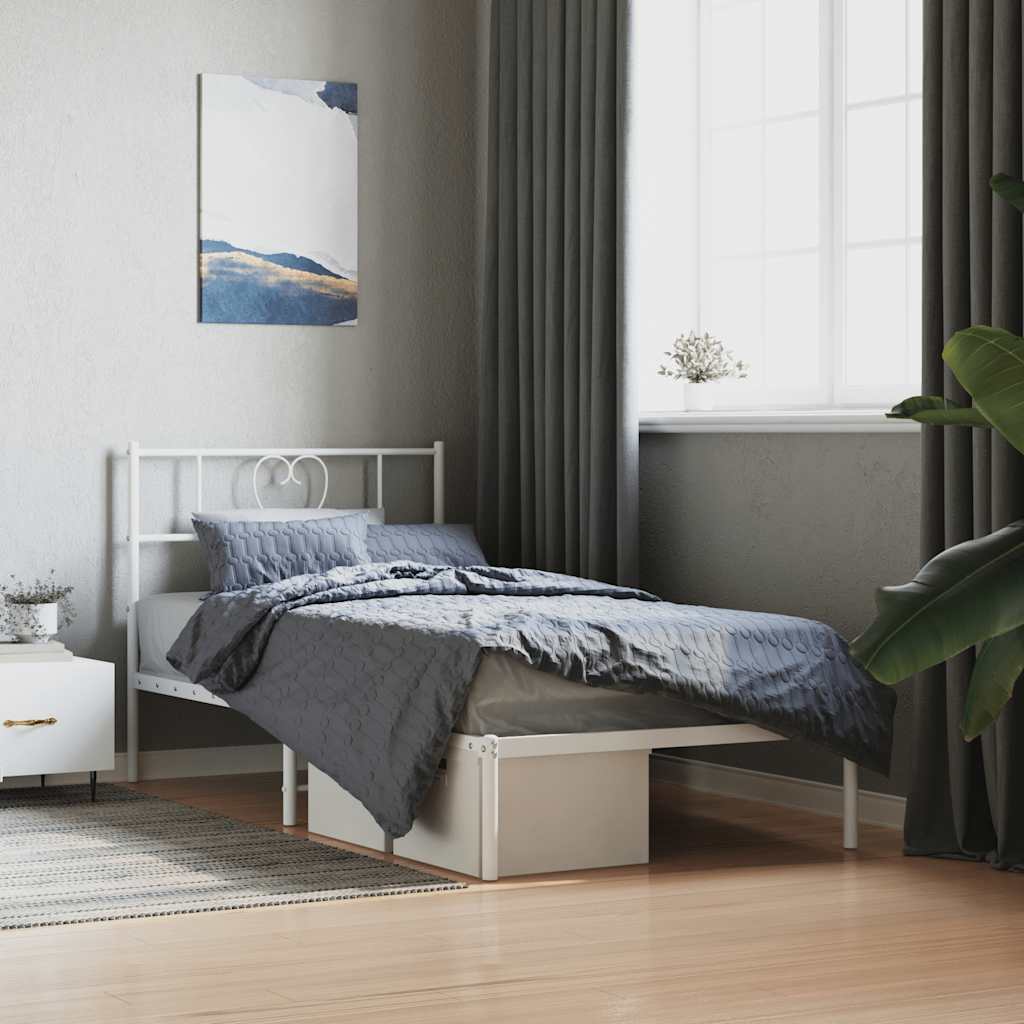 Bedframe met hoofdbord metaal wit 107x203 cm is nu te koop bij PeponiXL, paradijselijk wonen!
