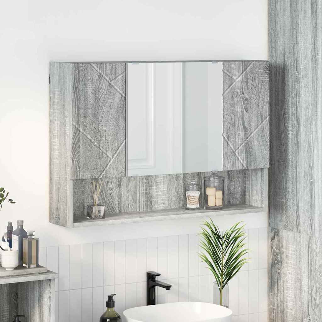 Spiegelkast Grijs Sonoma 80 x 17 x 55 cm Bewerkt hout is nu te koop bij PeponiXL, paradijselijk wonen!