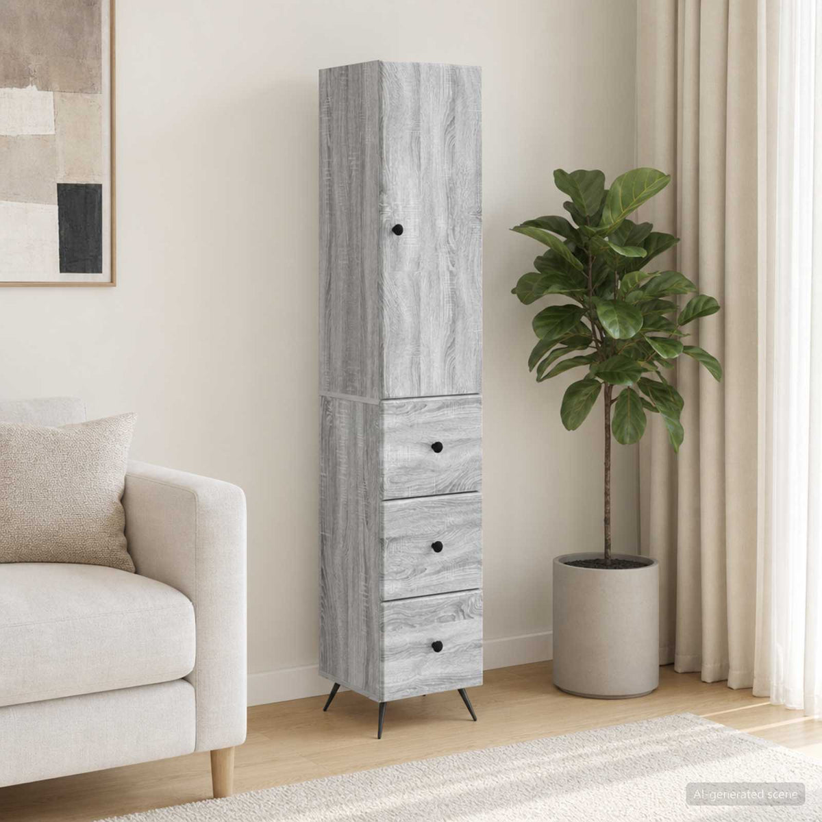 Kastenset 2 pcs Grijs Sonoma 34,5 x 34,5 x 90 cm Bewerkt hout is nu te koop bij PeponiXL, paradijselijk wonen!