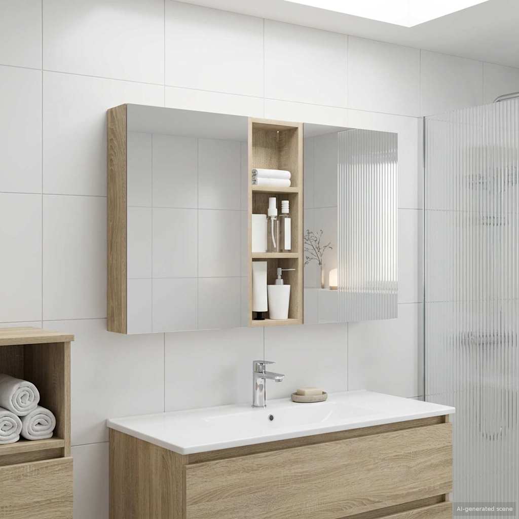 Badkamerkastenset 3 st 100 x 10,5 x 60,5 cm Bewerkt hout is nu te koop bij PeponiXL, paradijselijk wonen!