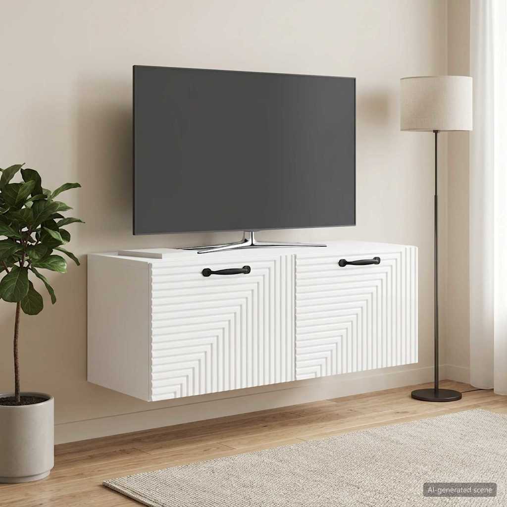 Wandbeugel TV-kast Hoogglans Wit 78,5 x 31 x 30 cm Bewerkt hout is nu te koop bij PeponiXL, paradijselijk wonen!