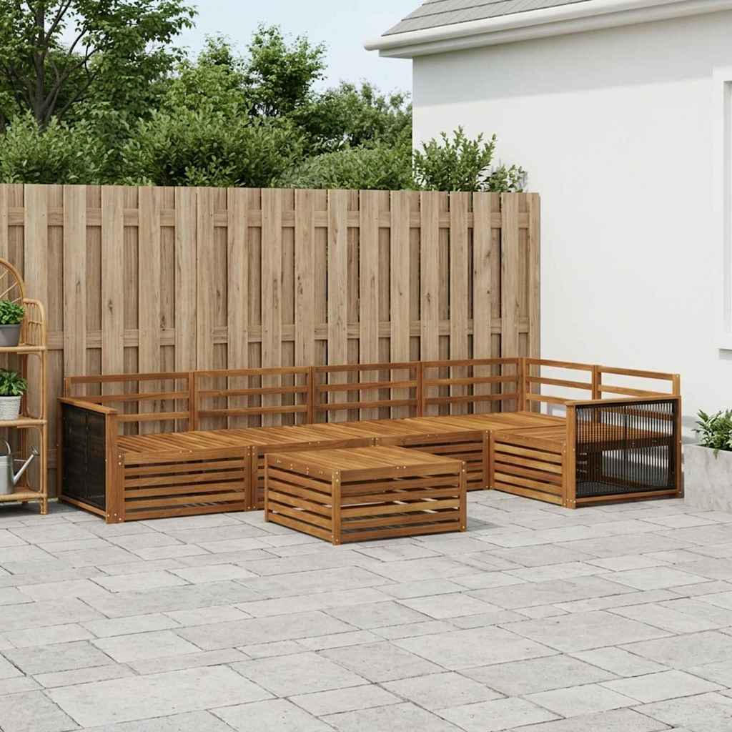 Buiten bankenset 6 pcs Naturel Massief Acaciahout is nu te koop bij PeponiXL, paradijselijk wonen!