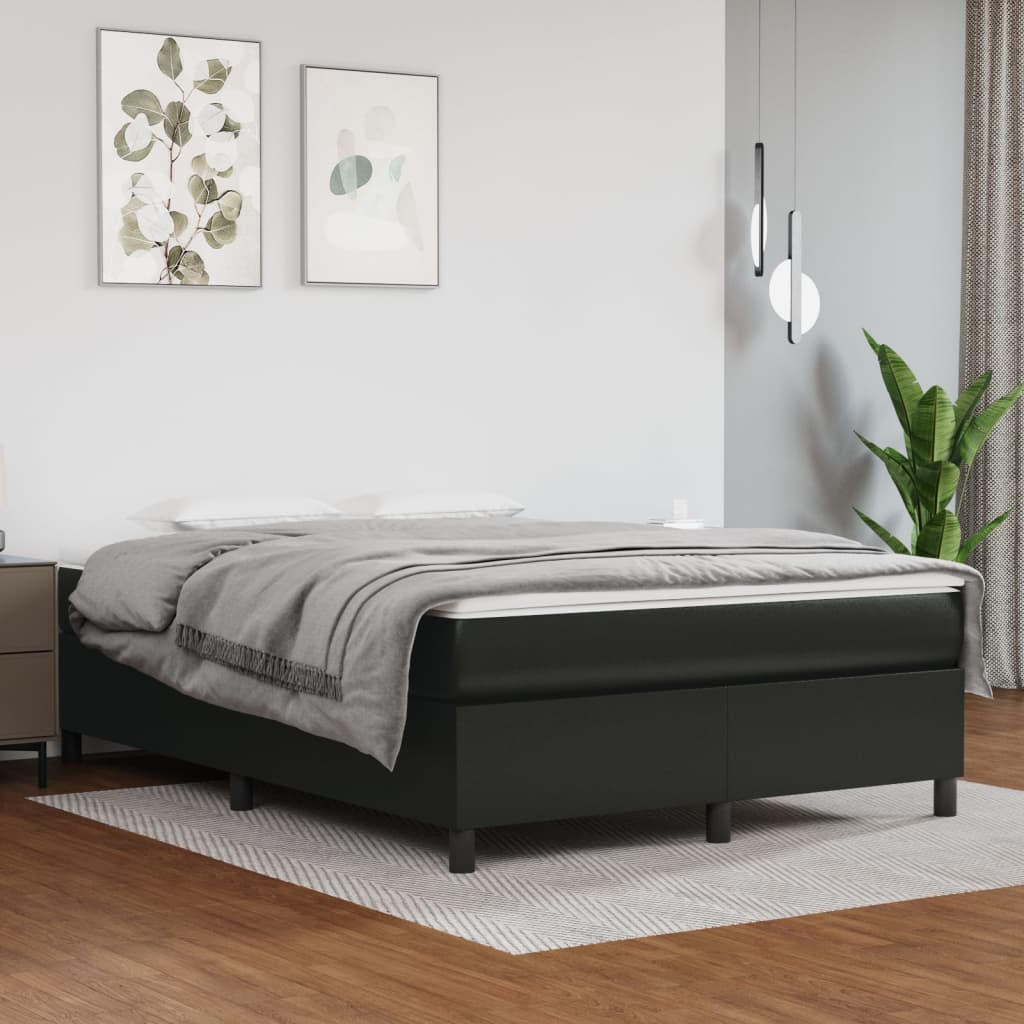 Boxspring met matras kunstleer zwart 140x190 cm is nu te koop bij PeponiXL, paradijselijk wonen!