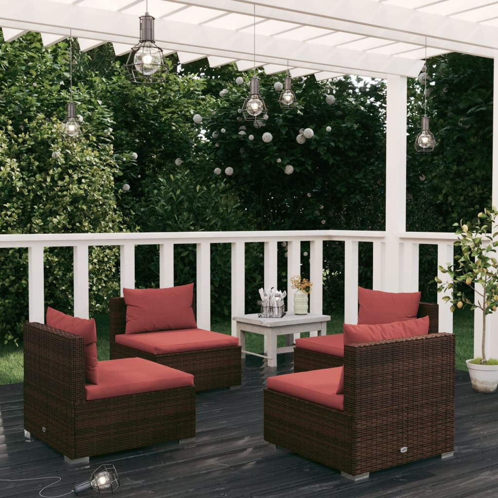4-delige Loungeset met kussens poly rattan bruin is nu te koop bij PeponiXL, paradijselijk wonen!