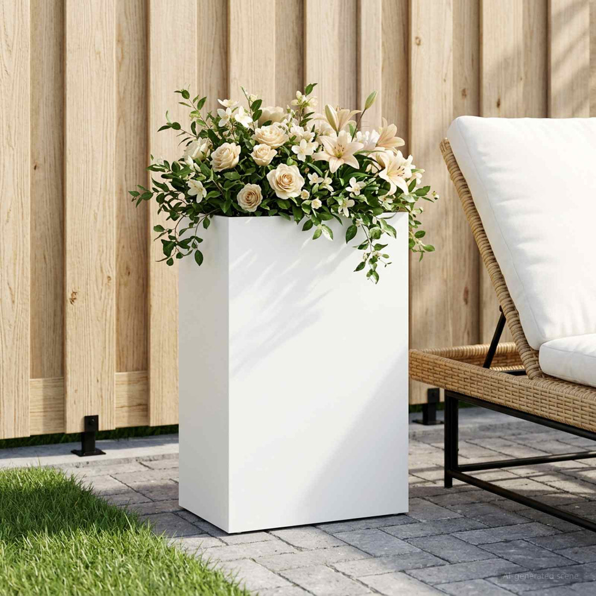 Plantenbak Wit 40 x 30 x 75 cm Koudgewalst staal is nu te koop bij PeponiXL, paradijselijk wonen!
