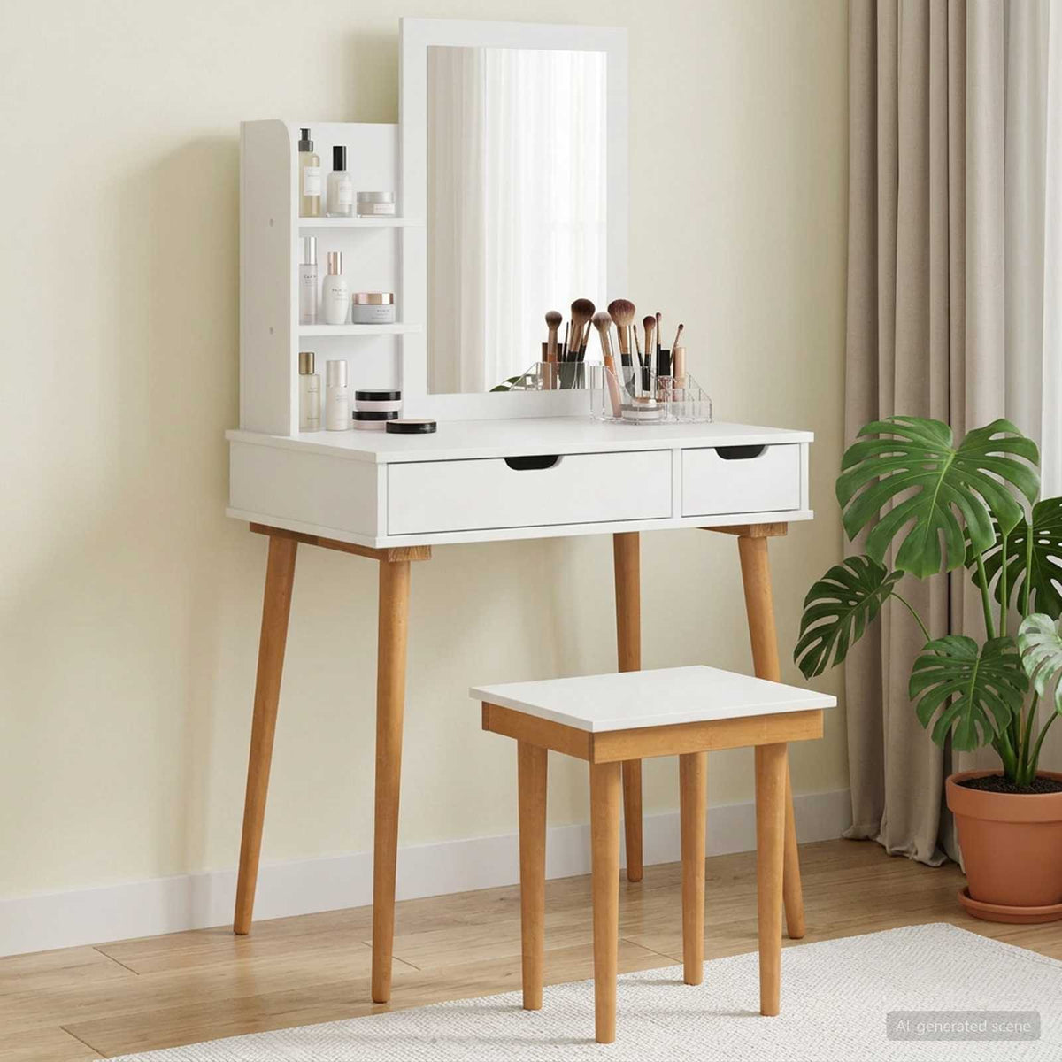 Toilettafel Set FAUSKE 4 pcs Wit 76 x 50 x 143 cm is nu te koop bij PeponiXL, paradijselijk wonen!