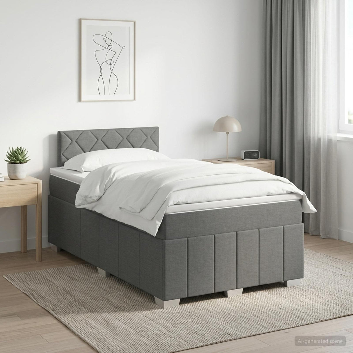 Boxspringbed met matras Donkergrijs 120 x 190 cm Stof is nu te koop bij PeponiXL, paradijselijk wonen!