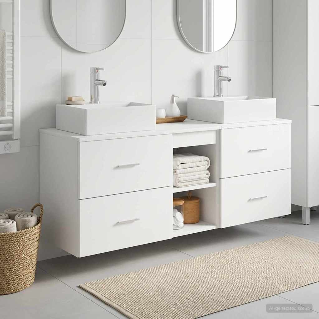 Badkamerkastenset 3 st Wit 49,5 x 41 x 62,5 cm Bewerkt hout is nu te koop bij PeponiXL, paradijselijk wonen!