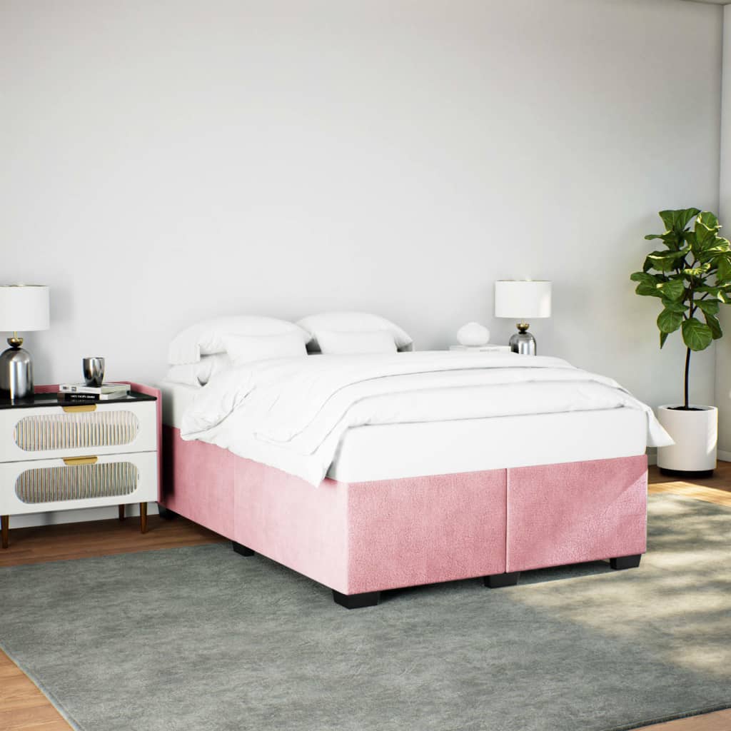 Bedframe fluweel roze 140x200 cm is nu te koop bij PeponiXL, paradijselijk wonen!