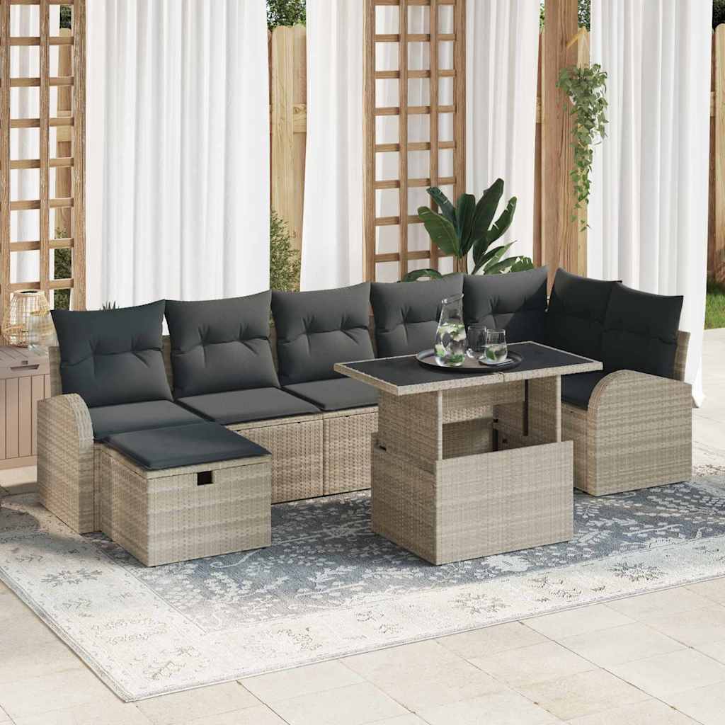 Tuin Sofa Set 8 st Lichtgrijs poly rattan is nu te koop bij PeponiXL, paradijselijk wonen!