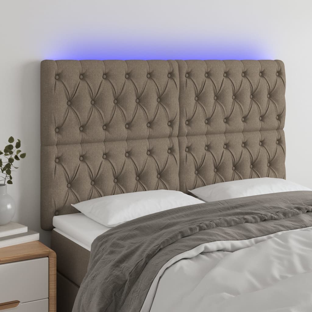 Hoofdbord LED 160x7x118/128 cm stof taupe is nu te koop bij PeponiXL, paradijselijk wonen!